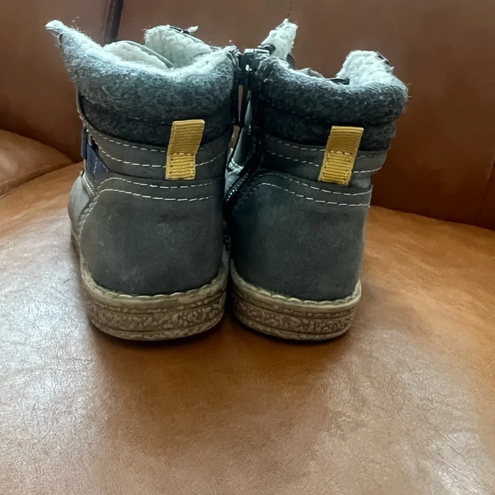Bobbie Shoes Baby Toddler Boy Ankle Boots Fur Boots Gray Sz 5 1/2 Winter Boots